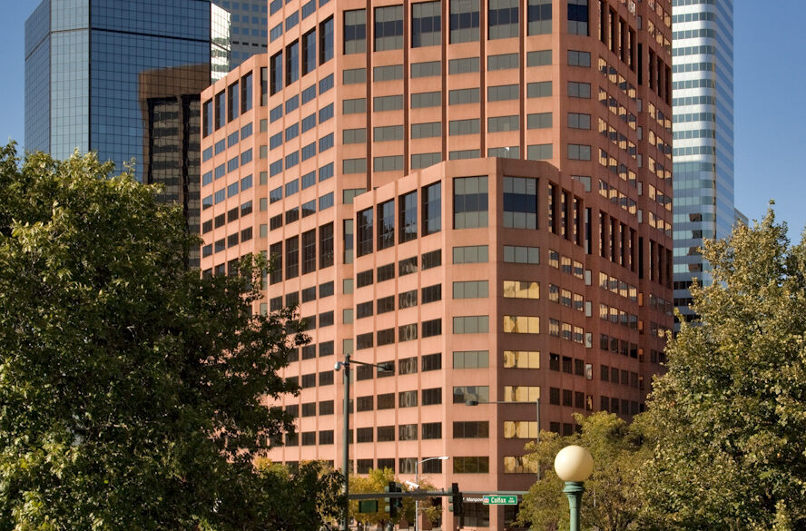 A detailed view of Denver's Civic Center Plaza, recently acquired by Rising Realty Partners and BentallGreenOak.