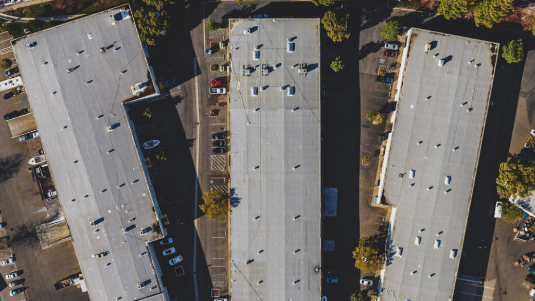 Aerial view of Sacramento Industrial Park from directly above.