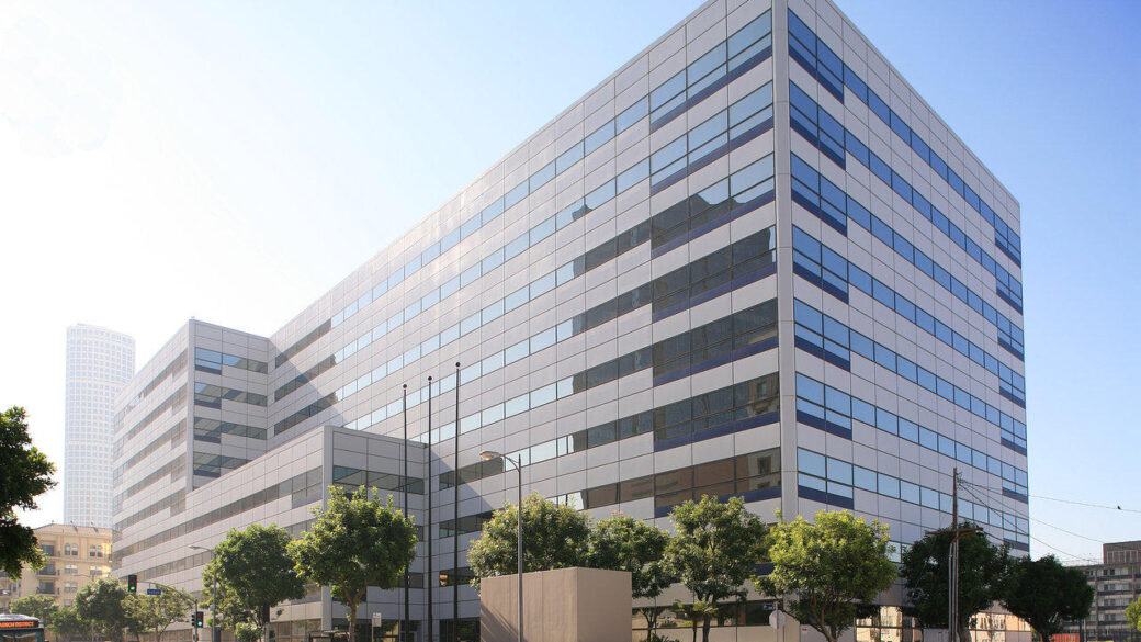 Exterior view of The Garland Center, a data center facility.